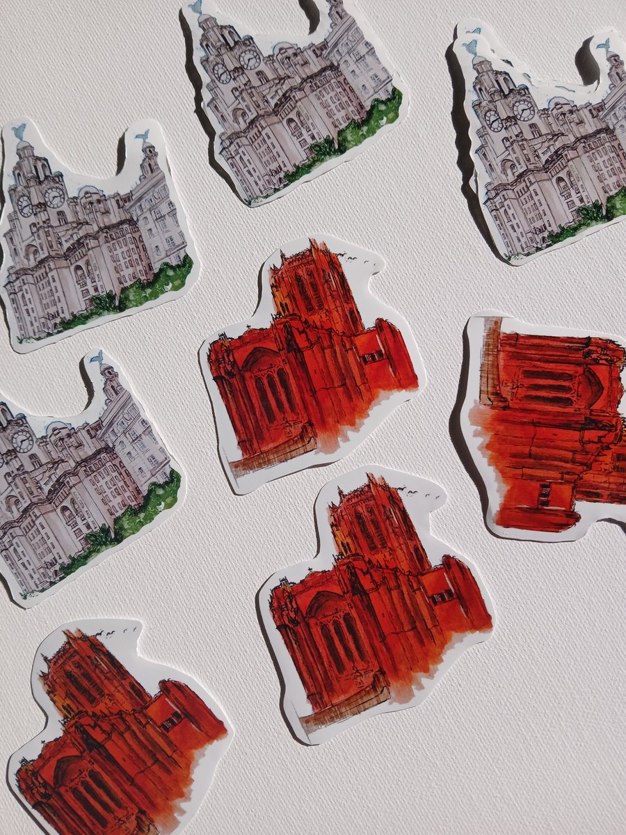 Liverpool Landmark watercolour stickers