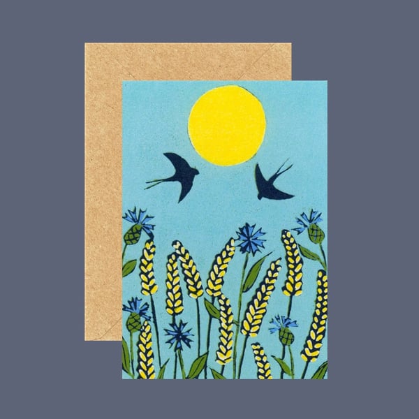 Bird Card, Swallows Card, Blank Card, Notecard