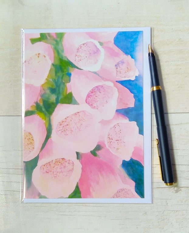 Foxgloves card. Any occasion card. Blank card. Greetings card. Floral card.