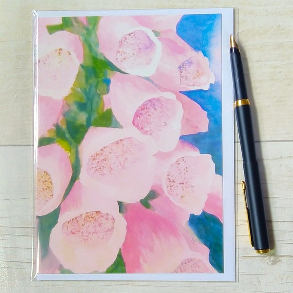 Foxgloves card. Any occasion card. Blank card. Greetings card. Floral card.