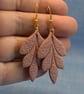 Textured Leaf Dangle Earrings - Image 8