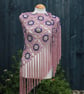 Crochet triangular shawl in sparkly gold, purple & baby pink - design LF433 - Image 1