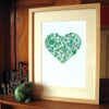 Button Heart in Green - A4 Giclee Print