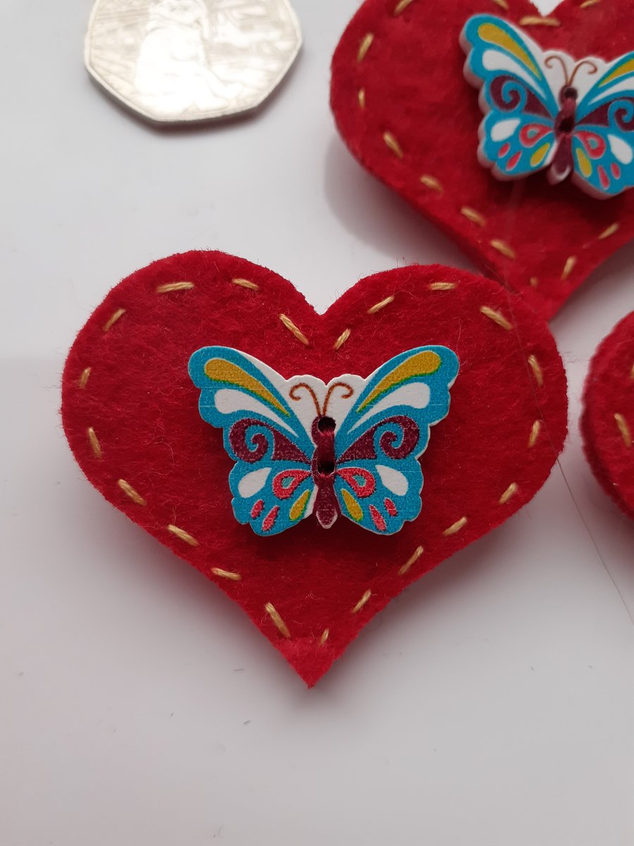  Turquoise Butterfly brooch, heart brooch, butterfly pin 