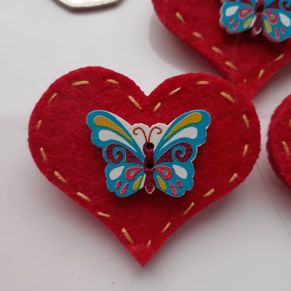  Turquoise Butterfly brooch, heart brooch, butterfly pin 