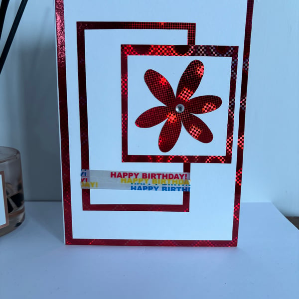 Red Flower Overlap Birthday