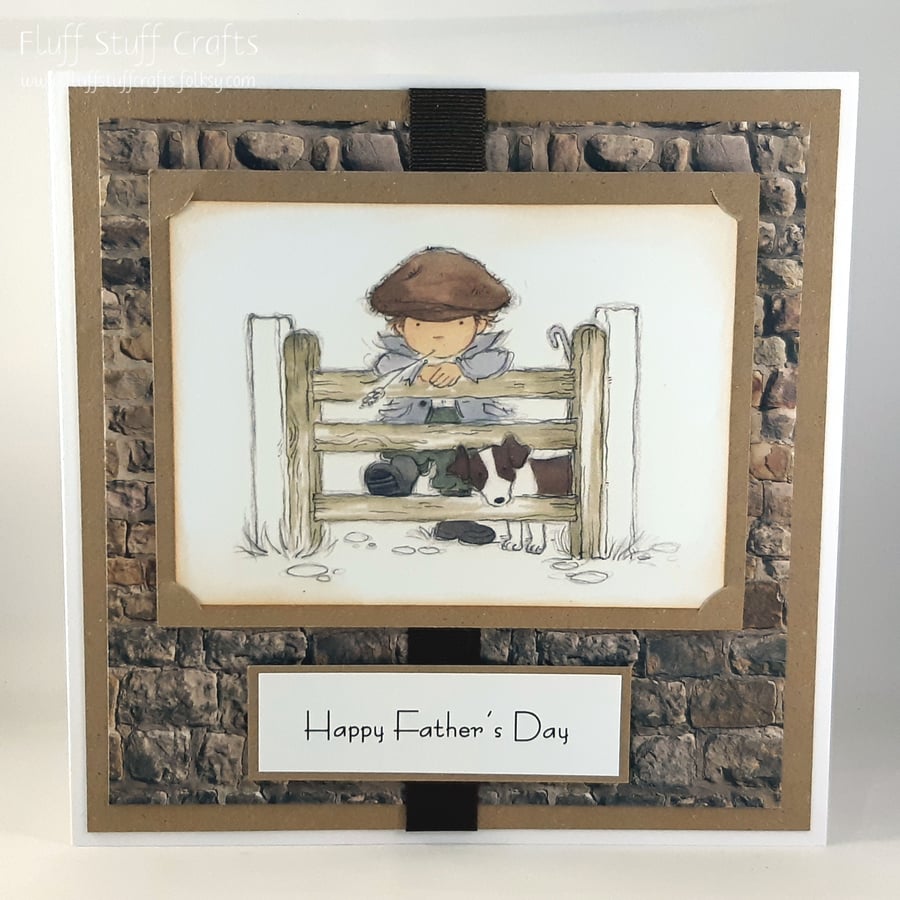Handmade Father's Day card - one man and his dog