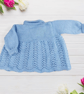 Baby boys Cardigan, Hand Knitted, Light Blue, Collared Sweater, Baby Shower  - Image 5