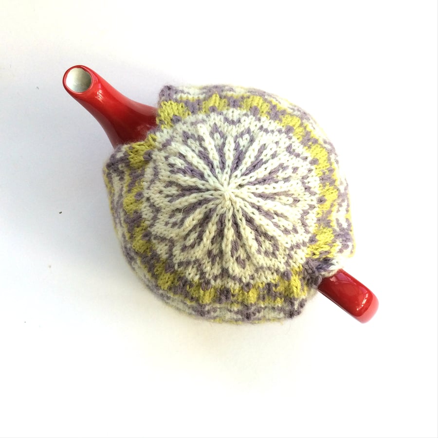 Fancy knitted tea pot cosy