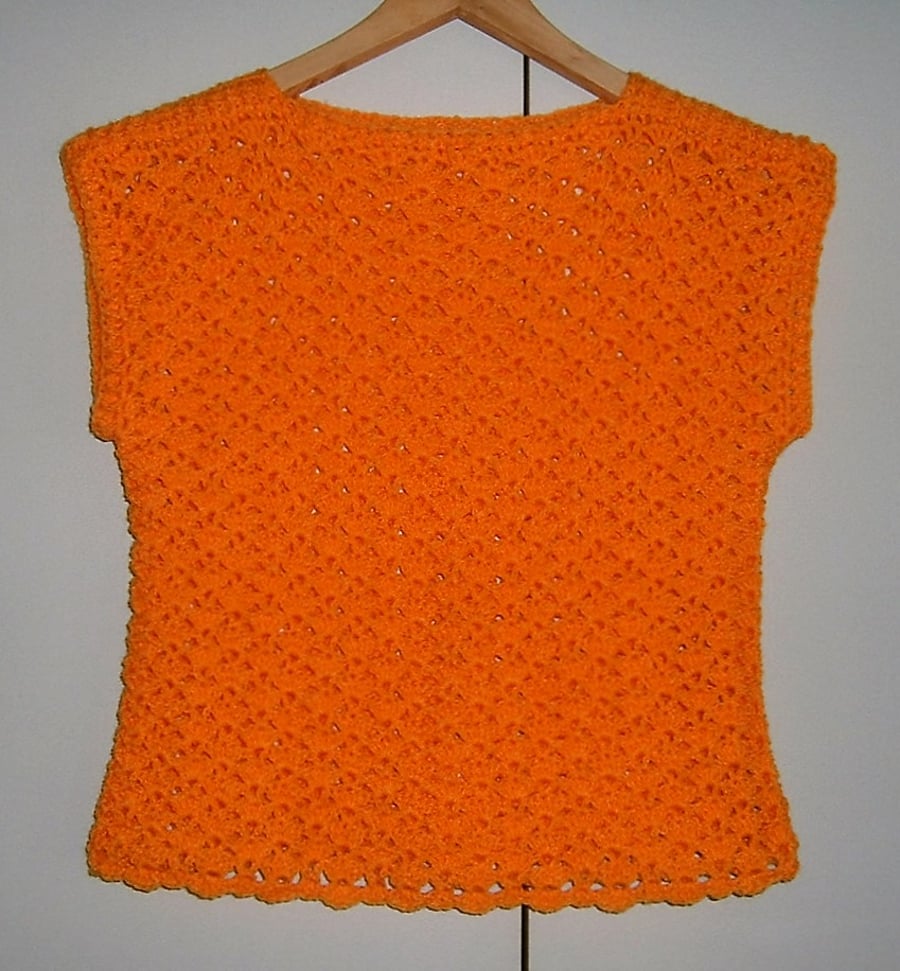 Lady's crochet lacy sleeveless jumper ref 45743