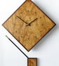 Diamond Pendulum Wall Clock In Olive Wood and Black Walnut with Inlaid Markers. - Image 7