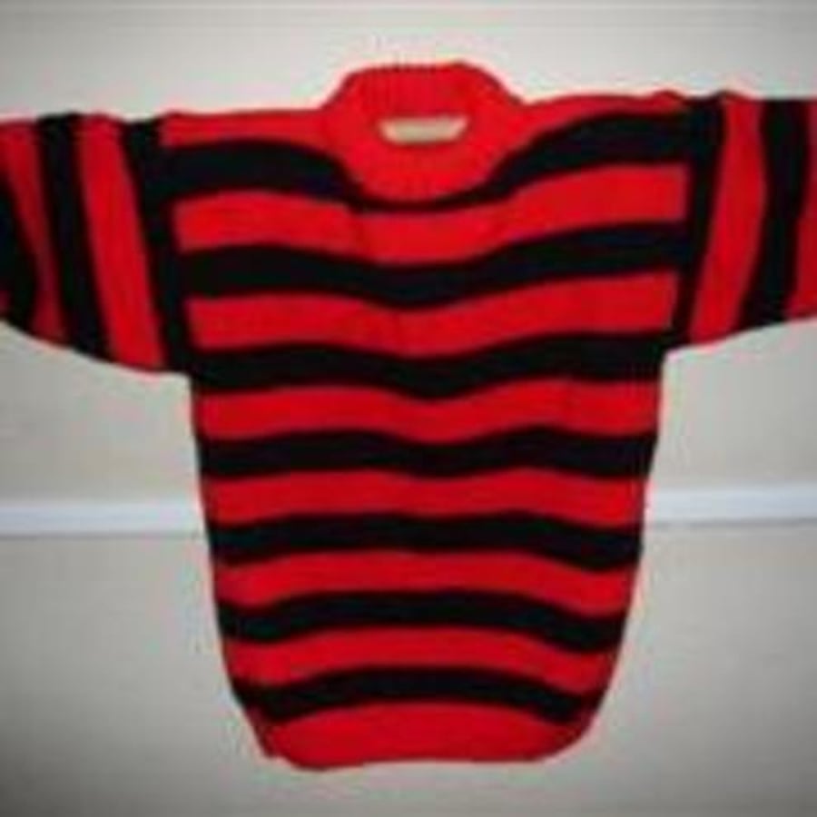 Dennis the Menace style red and black stripey jumper