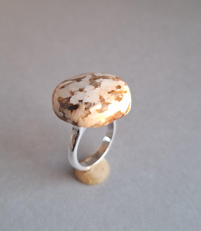 Sterling silver ring with Baltic Fieldspar. Statement ring