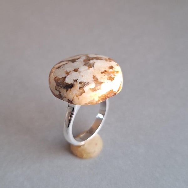 Sterling silver ring with Baltic Fieldspar. Statement ring