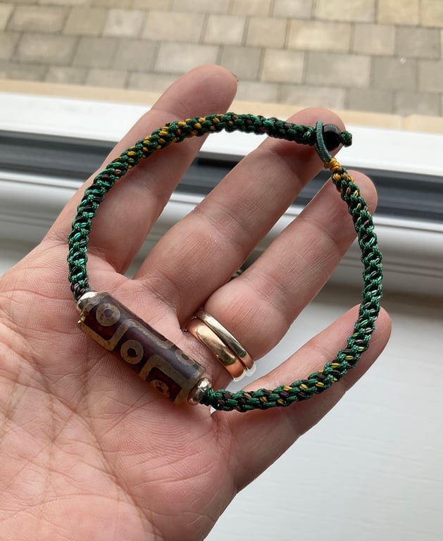 Handmade Boho Surfer Style Men's bracelet - Natural Tibet Dzi Agate
