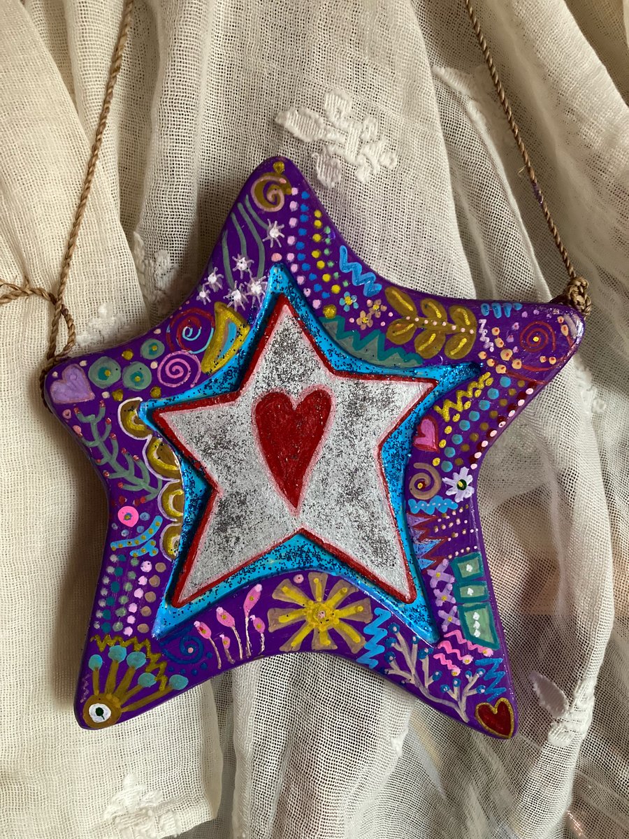 Hand painted hanging star 