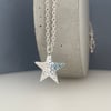 Sterling Silver 20mm Sparkly Textured Star Pendant Necklace 16-24 Inches 