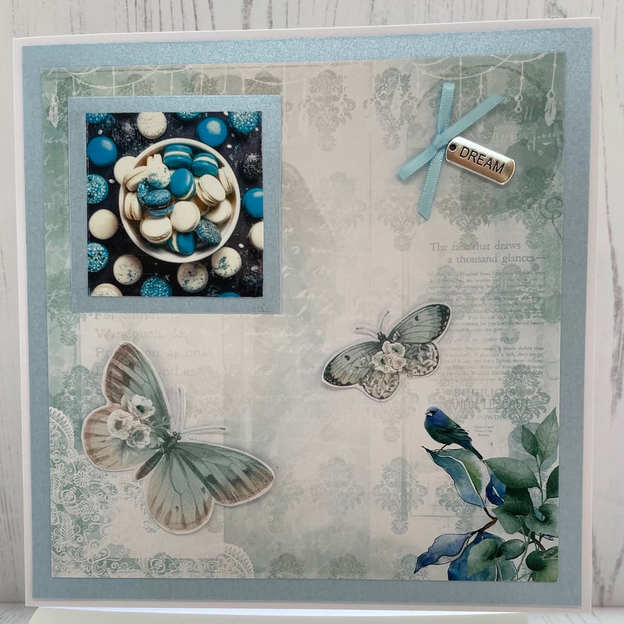 Shades of Blue Card Collection - Butterflies and Macarons  C - 27