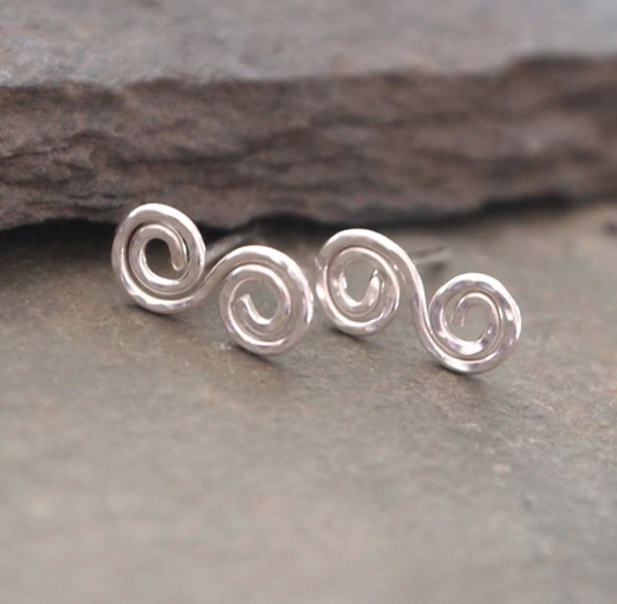 silver swirl stud earrings  