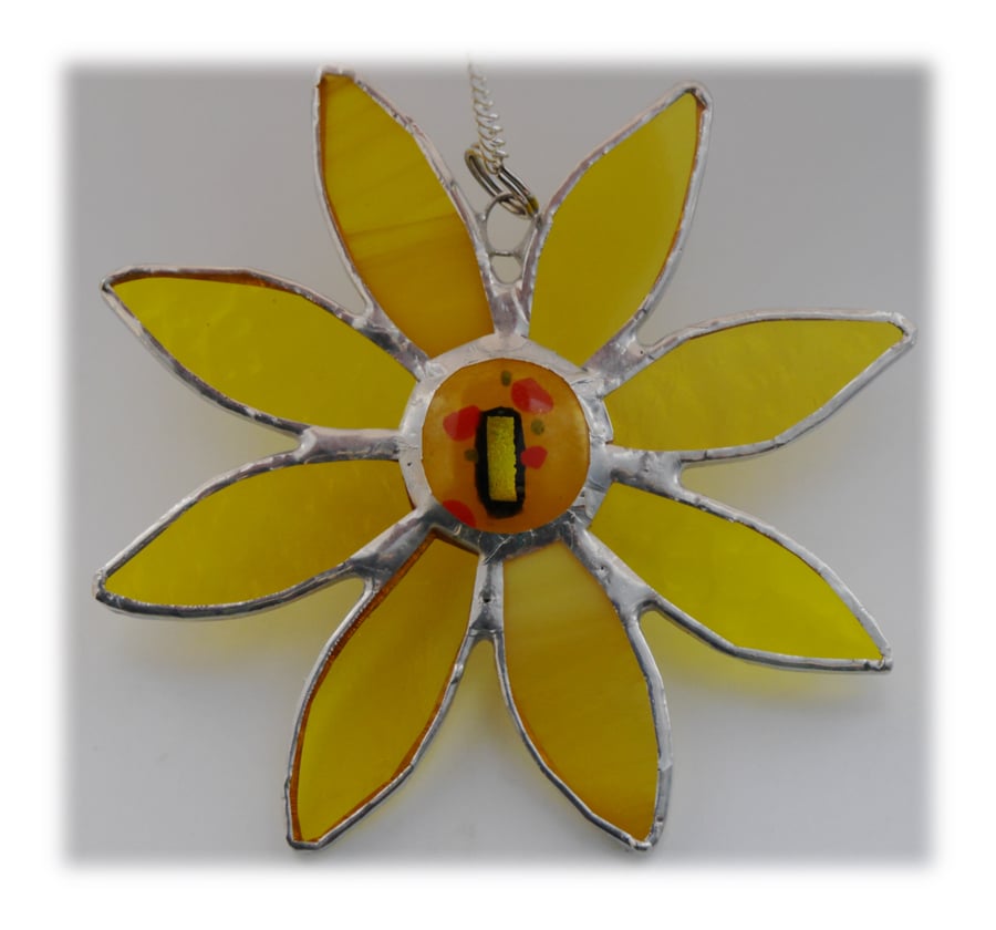 Sunflower Suncatcher Handmade Stained Glass 034