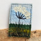 Upcycled meadow sweet brooch pin or badge. 