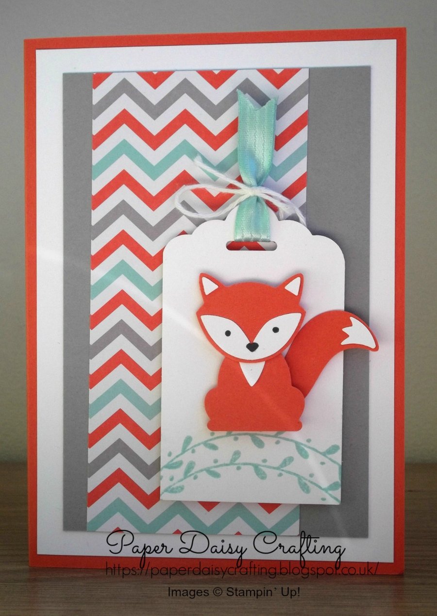 Handmade birthday card with fox