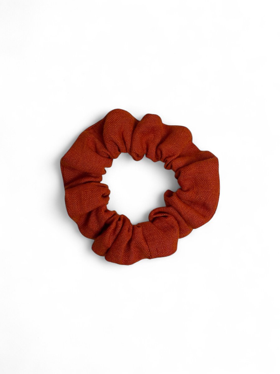Burnt Orange Linen Scrunchie - Regular