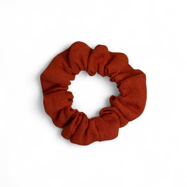Burnt Orange Linen Scrunchie - Regular
