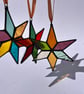 Choice of patchwork stained glass star decoration in vibrant colours