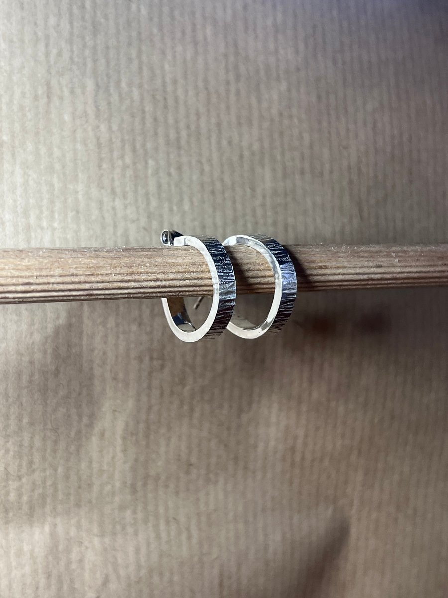 Mini hammered silver hoops