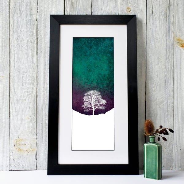 Winter Sky At Sycamore Gap Fine Art Print
