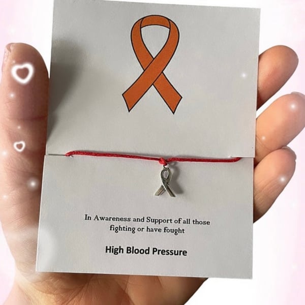 High blood pressure awareness red ribbon charm wish bracelet gift 