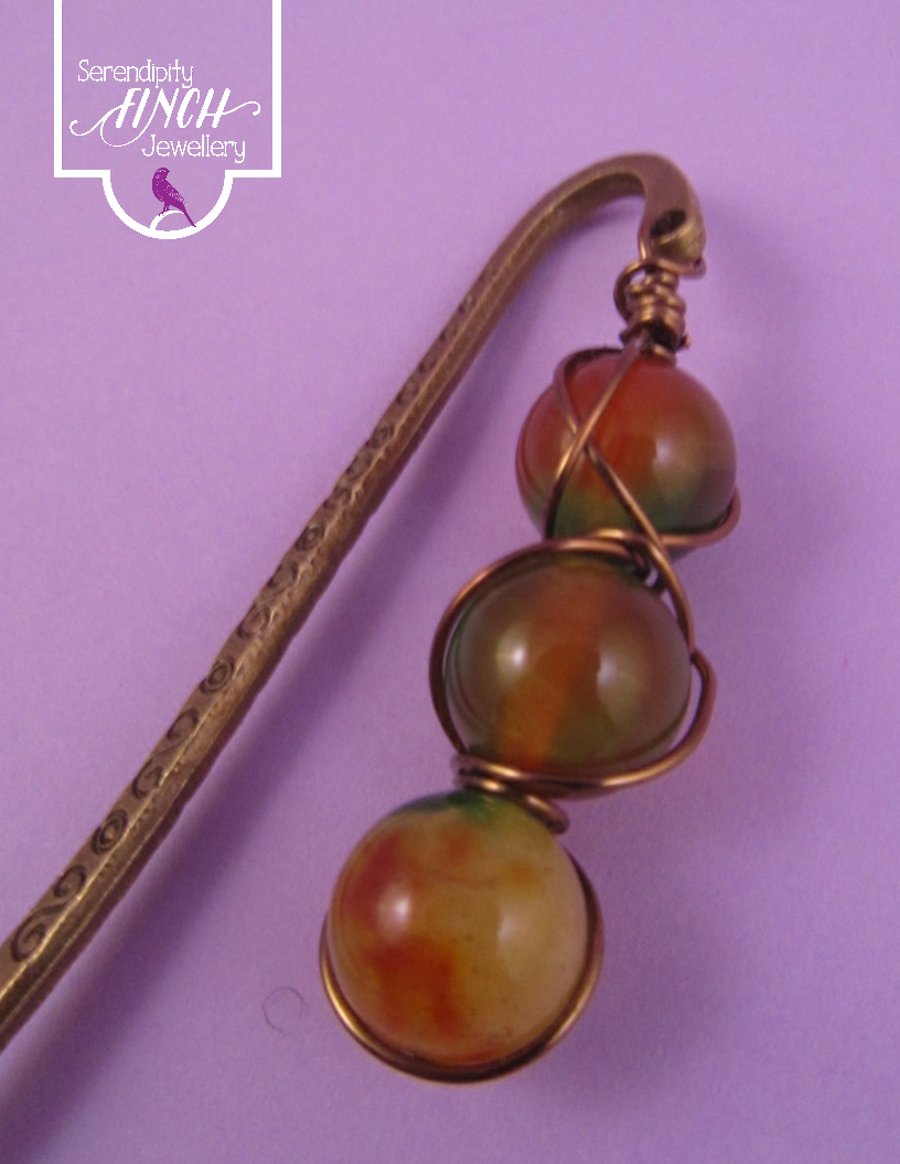 Yellow Orange Agate Wire Wrapped Bookmark