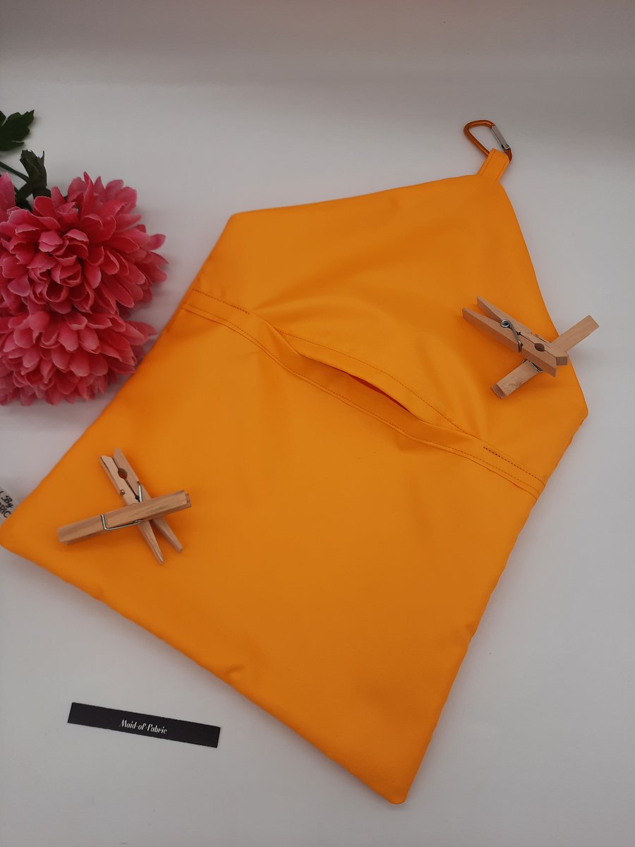 Yellow water resistant clip on peg bag, sale 