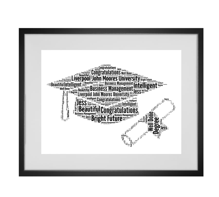 Personalised Graduation Hat and Scroll Design Word Art Gifts  
