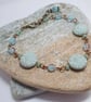 Pale blue and sage green dahlia flower bracelet