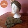 Chic Green Twist Detail Ear Warmers and Fingerless Gloves Set
