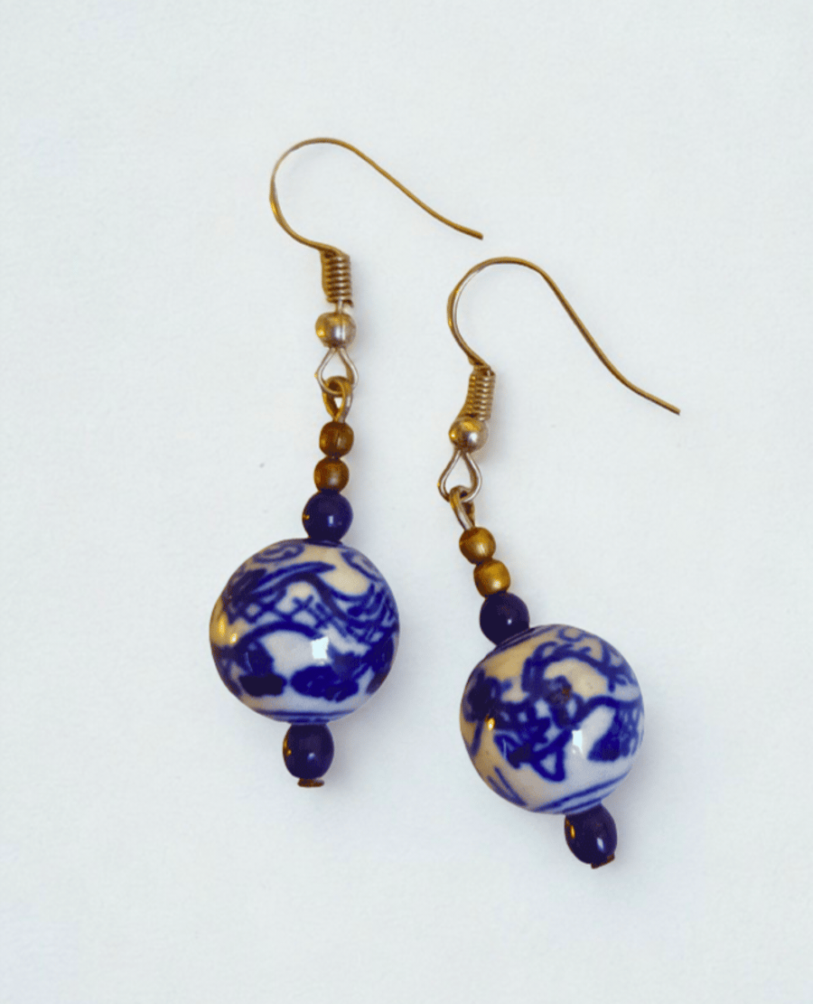 Oriental Ceramic Beaded Earrings