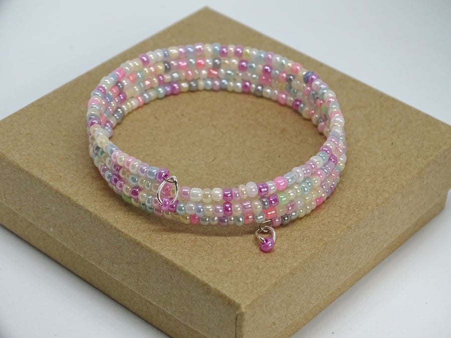 Pastel Multi Coloured Memory Wire Bracelet