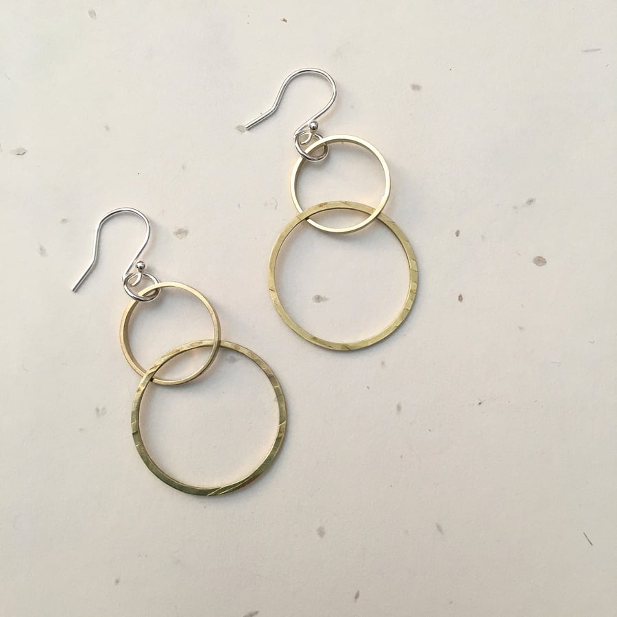 Large Brass Circles Earrings, Geometric earrings, brass jewellery, statement ear