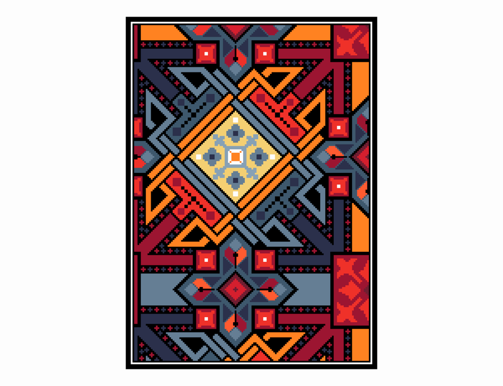 267A - Christopher Dresser Stained Glass Window Cross Stitch Pattern COLOUR