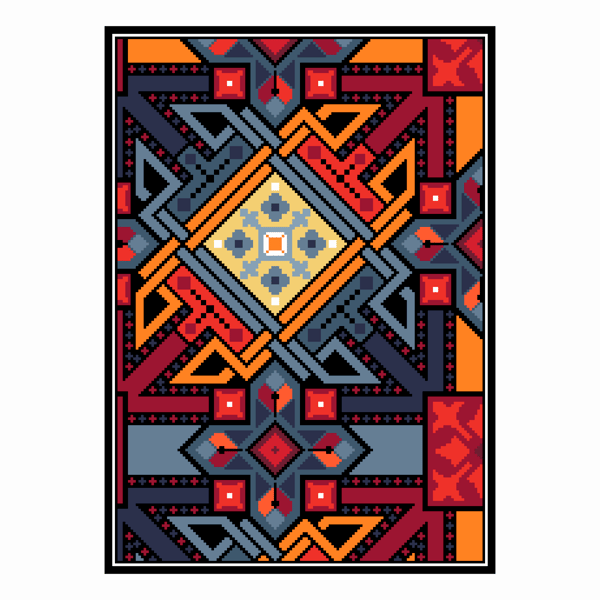 267A - Christopher Dresser Stained Glass Window Cross Stitch Pattern COLOUR