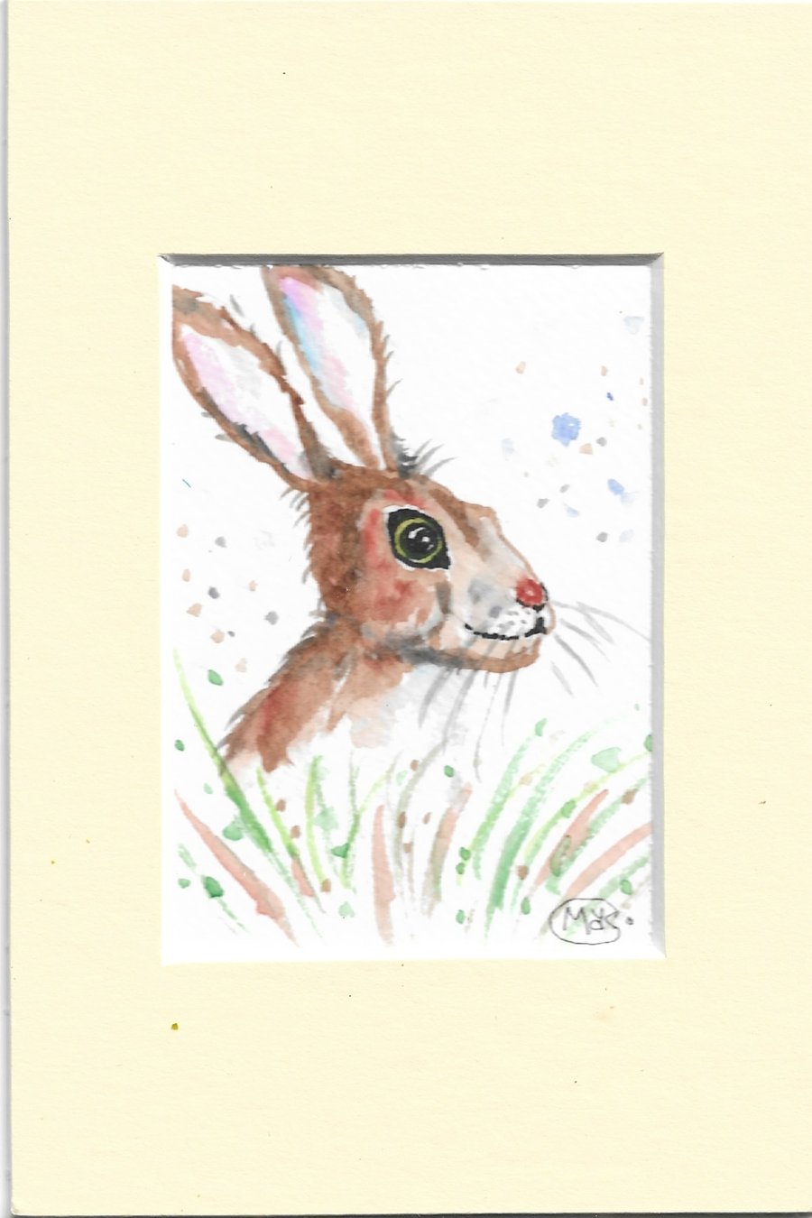  Hare miniature ACEO Original Painting
