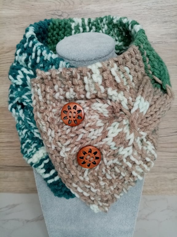 Cable Knit Neck Warmer Fair Isle Style