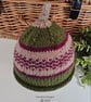 Designer Baby Boys Knotted Fairisle Rolled Beanie Hat 0 - 6  months size  - Image 2