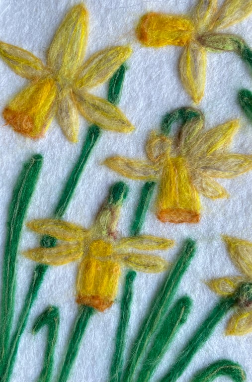 Hand felted Daffodil Textile Artwork 