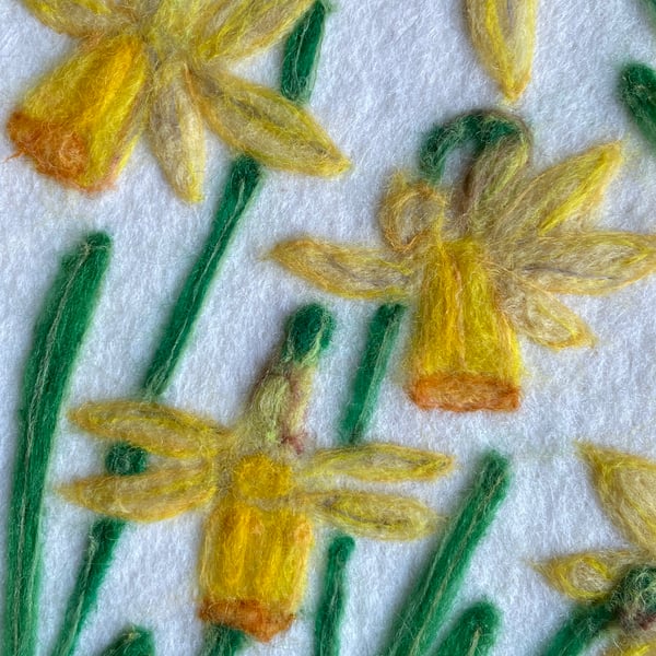 Hand felted Daffodil Textile Artwork 