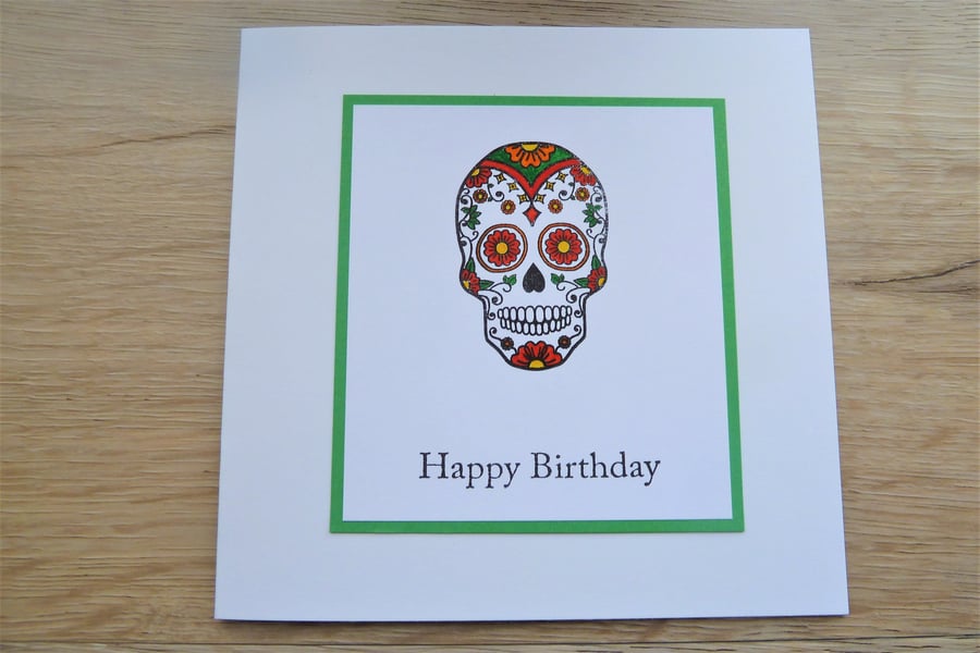 Happy Birthday sugar skull card