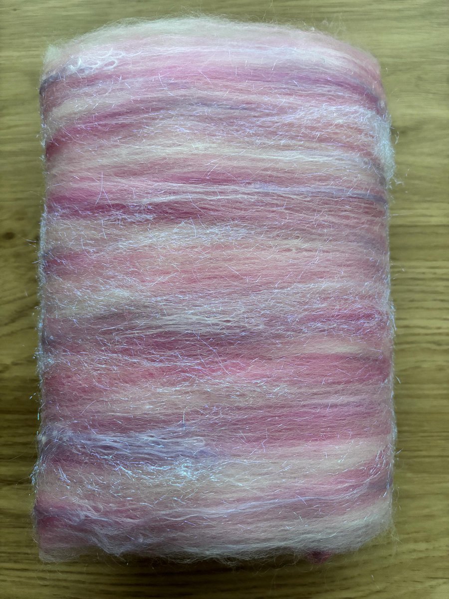 Art Batt for Spinning and Felting, Colour: 'Spring Cherry Blossom'