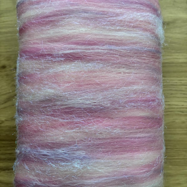 Art Batt for Spinning and Felting, Colour: 'Spring Cherry Blossom'